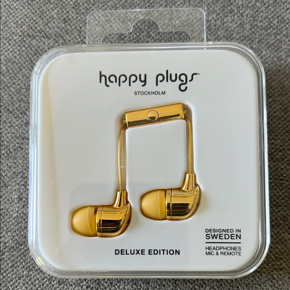 Happy Plugs Deluxe Edition Earbud Headphones in gold